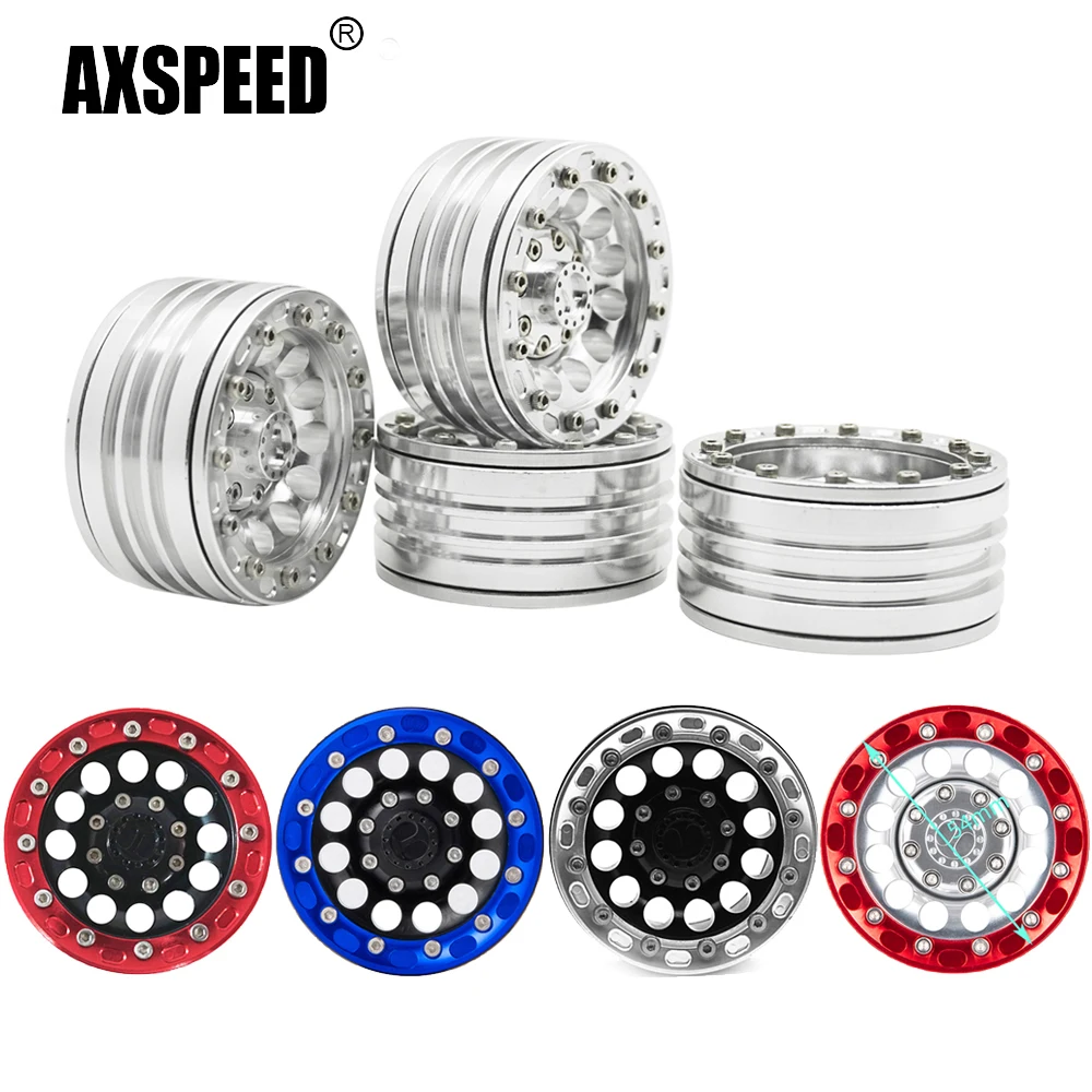 thumbnail image 2 of 4Pack 1.9" Beadlock Wheels Blue - Metal Rims For TRX4 SCX10 RC Crawler Cars 2 of 10