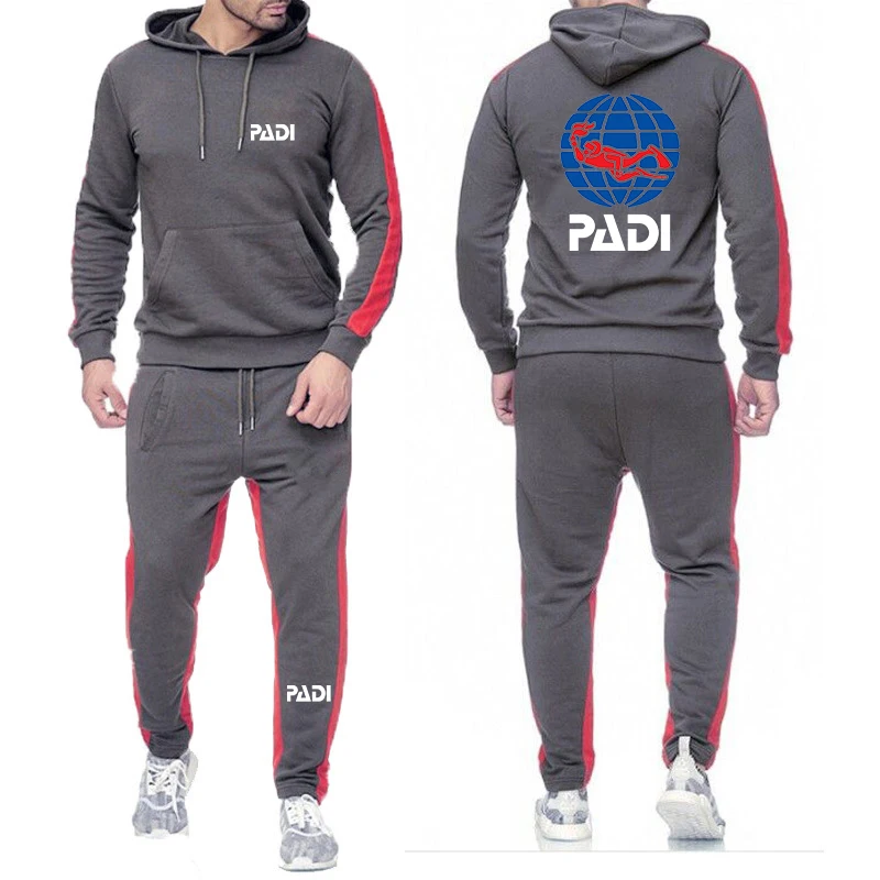 2023 scuba driver Padi men's new spring and autumn hooded sweatpants suit Harajuku jacket sports comfortable and casual solid co