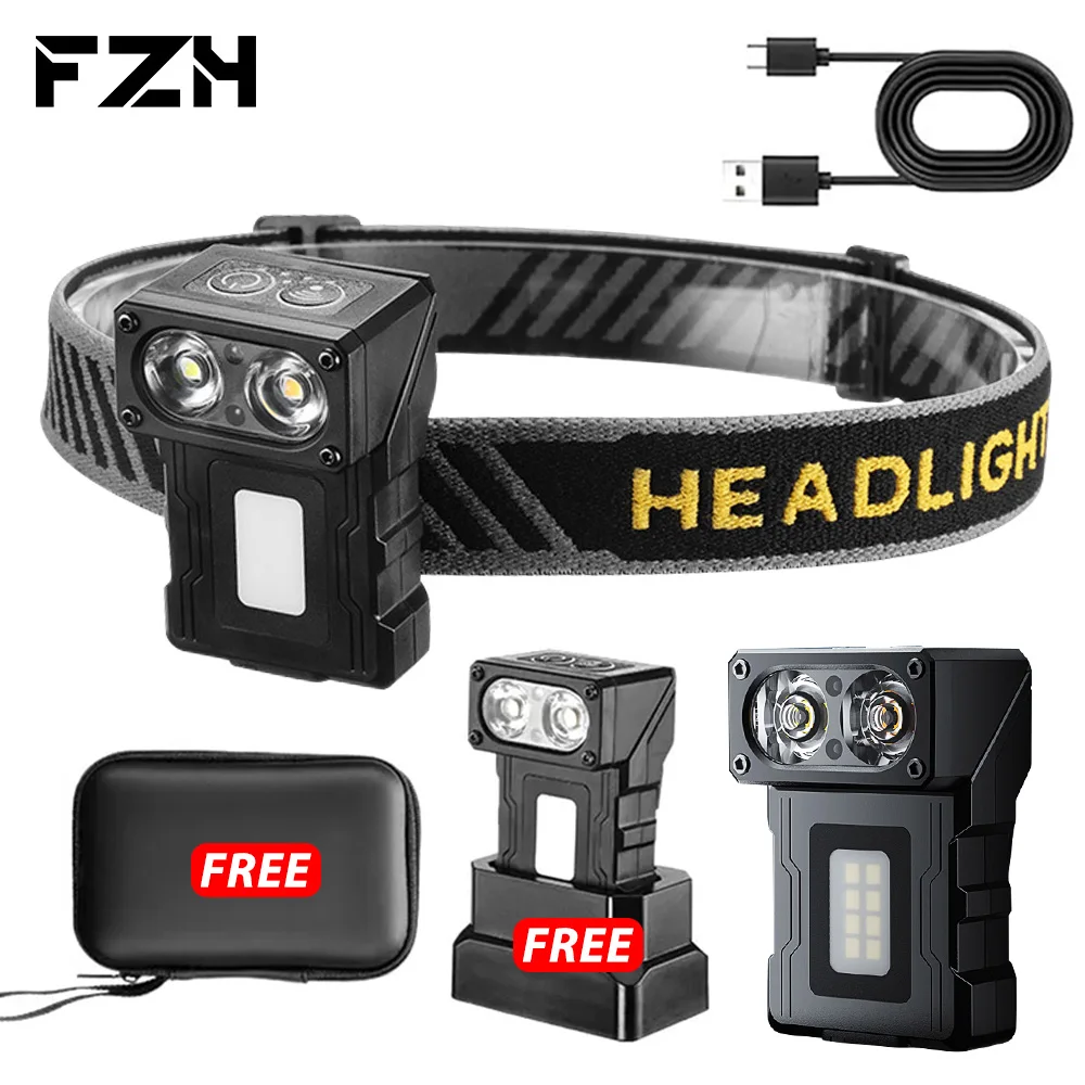 Mini Induction LED Headlamp Rechargeable Head Flashlight Work Light Headlight Led Head Torch Emergency Camping Fishing Lantern