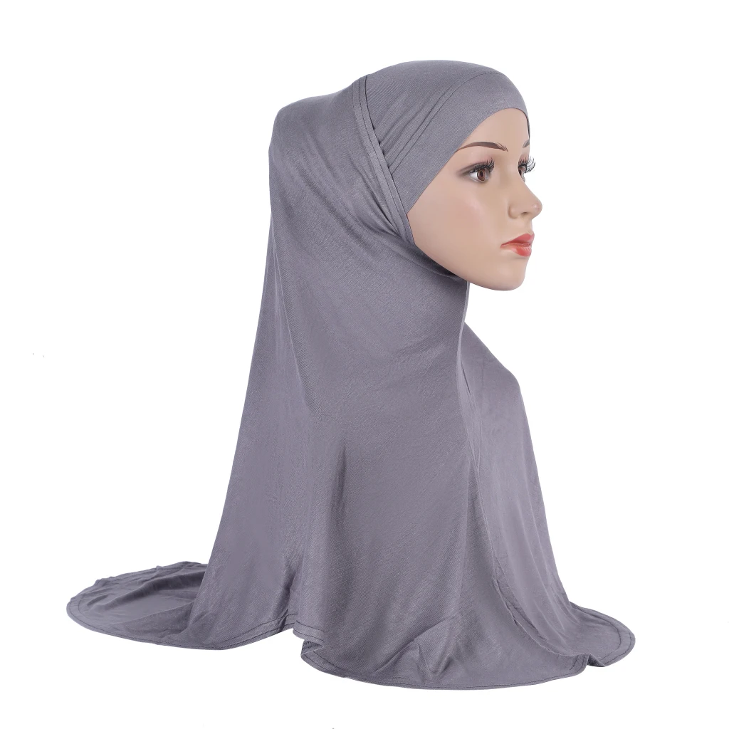 H037 Plain Modal Two pieces pray hijab outside hijabi with underscarf muslim scarf islamic headscarf hat armia pull on headwrap 6