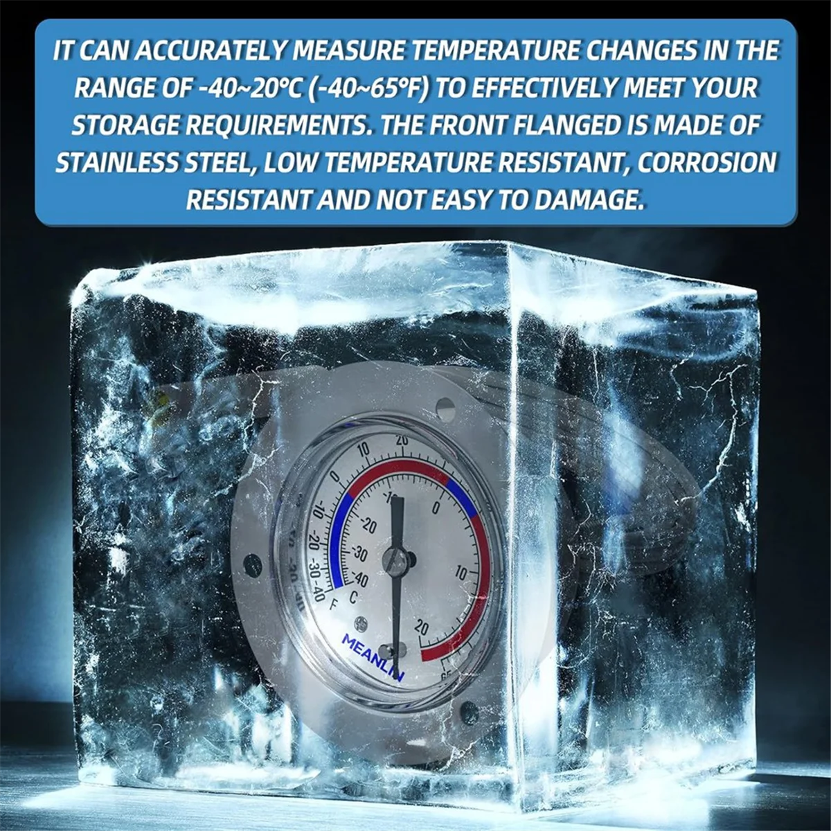 A04R-1 Pcs Vapor Capillary Refrigeration Thermometer,2 Inch Dial, 48 Inch Capillary Length,Accuracy 2%