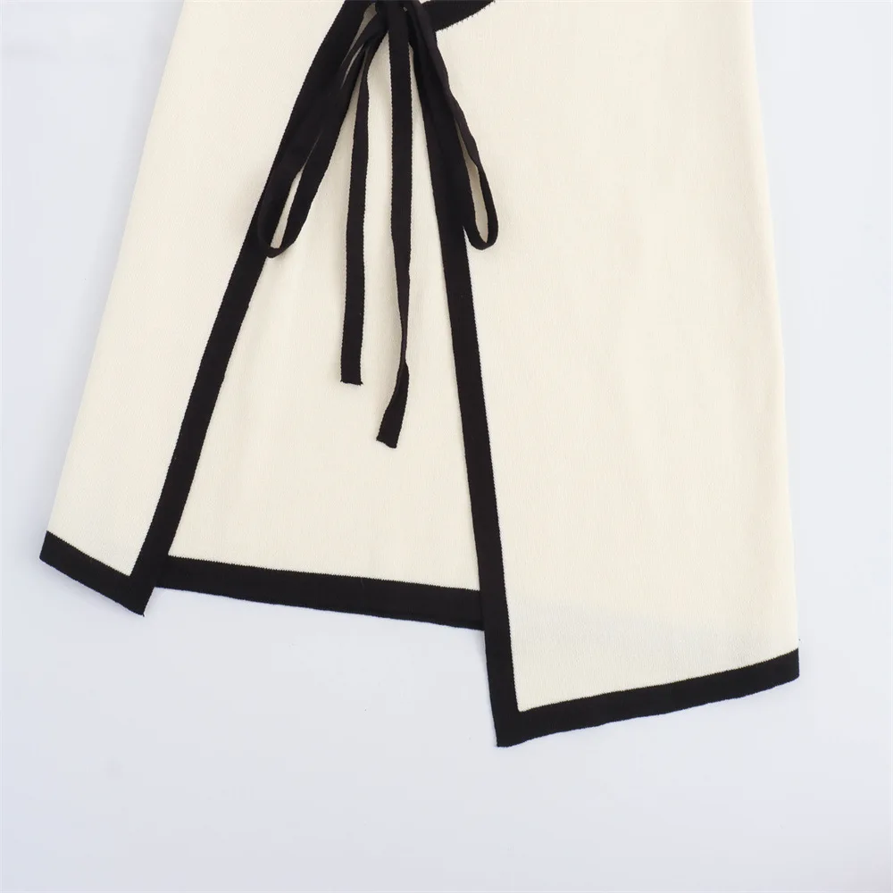Fashion Slim Knitted Tube Top Dress Woman Contrast Color Splice Sleeveless Mini Dress Sexy Elegant Beach Holiday Dresses