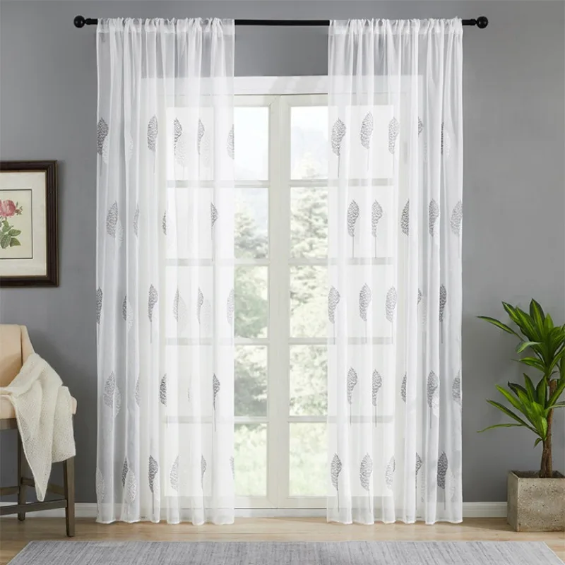 

European style embroidered Curtains for Living dining room bedroom double leaf window screen