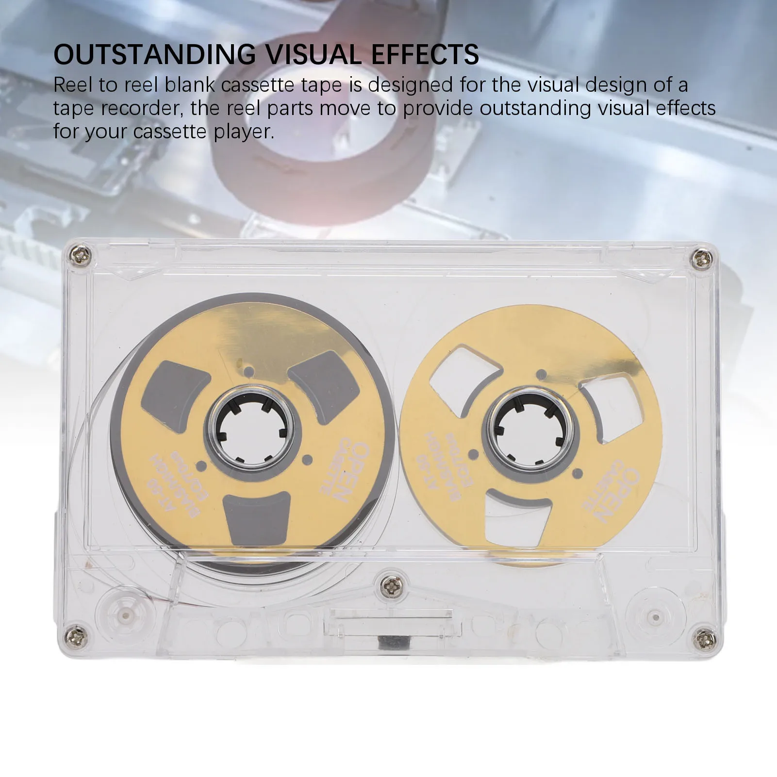 Reel to Reel Blank Cassette Tape 50 Minutes Normal Bias Double Sided Metal Sound Recording Cassette Tape with Transparent Box