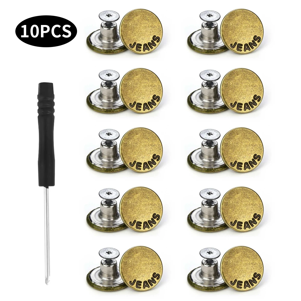 2-20Pcs Snap Fastener Metal Buttons For Clothing Jeans, Detachable Retro  Sewing-Free Buckles Reduce Waist Retractable Button