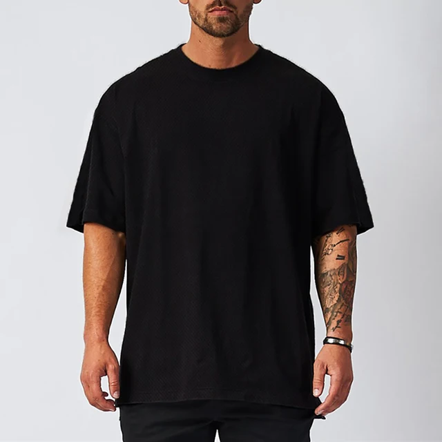 Blank Mesh Fitness Mens Oversized T Shirt Outdoor Hip Hop Streetwear Loose Gym Clothing Half Sleeve T-shirt Bodybuilding Tshirt 2