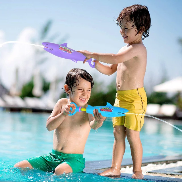 33CM Water Gun Toys Blaster Shooter Water Blaster Pistol Gun Cartoon Pool Toys Shark Crocodile Squirt Beach Toys For Children 6