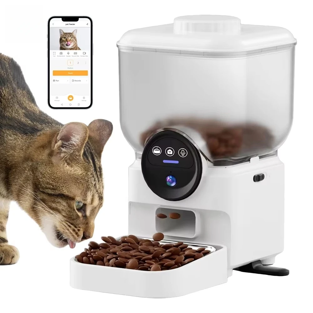 7L WiFi Automatic Pet Feeder with Camera Rechargeable Battery Operated Smart Cat & Dog Food Dispenser Timed Feeding Cat Feeder 1