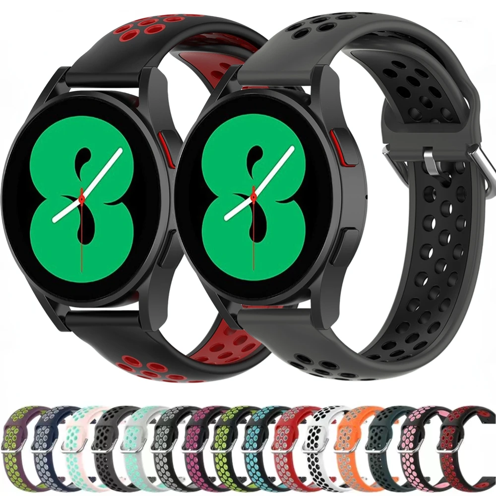 

20mm Silicone Strap for Samsung Galaxy Watch 4/5/6 44mm 40mm/Pro 45mm Two-tone Bracelet Watch 4/6 Classic 47mm 43mm 46 42mm Band