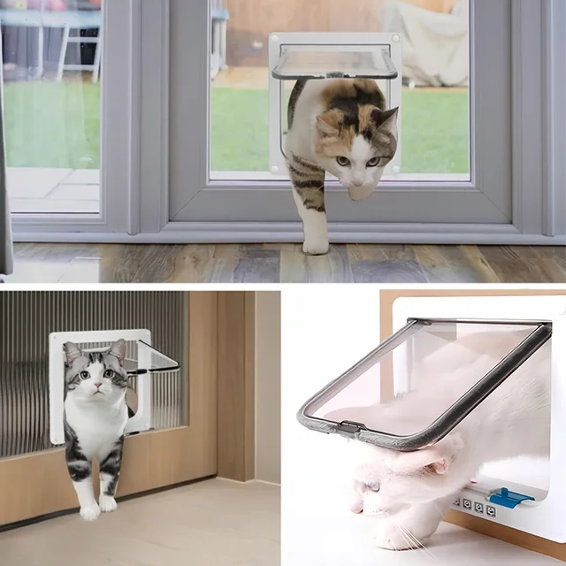 1 set, four-way safety lock flip door | weatherproof PVC pet door, suitable for cats and dogs, cat doors, dog doors 6