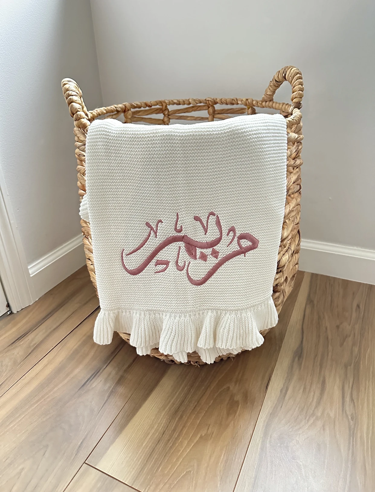 Knit Baby Blanket Personalized for Newborn Girl and Boy with Name Embroidery Soft Knited cotton knit blanket knit blanket custom blanket