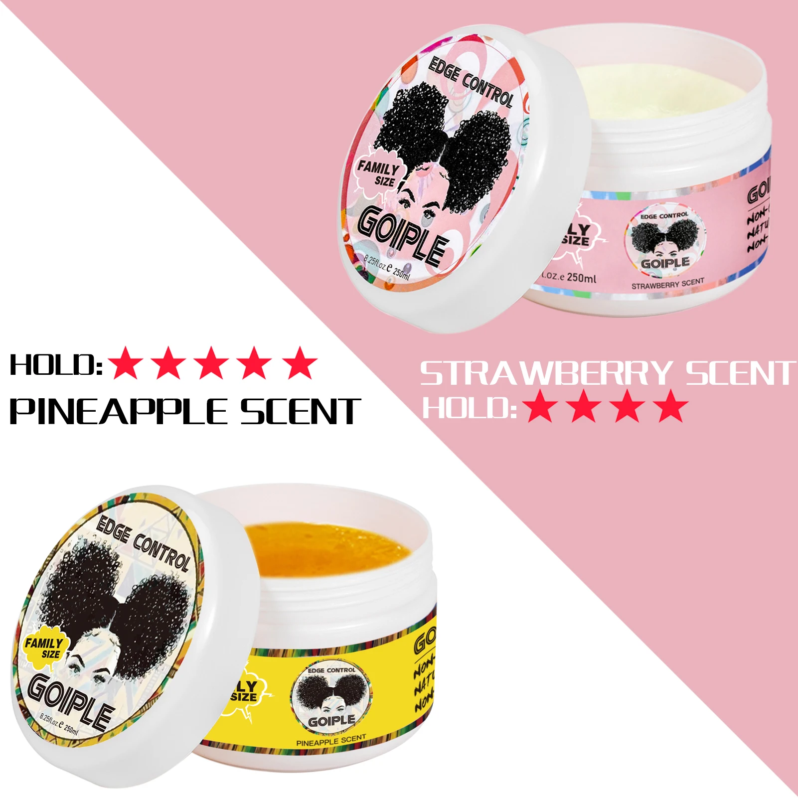 Description Picture 6 of item250g Edge Gel Family Size 24 Hour Strong Hold Hair Styling Cream for Wig America Black Women No Flaking 4C Hair Edge Control Wax