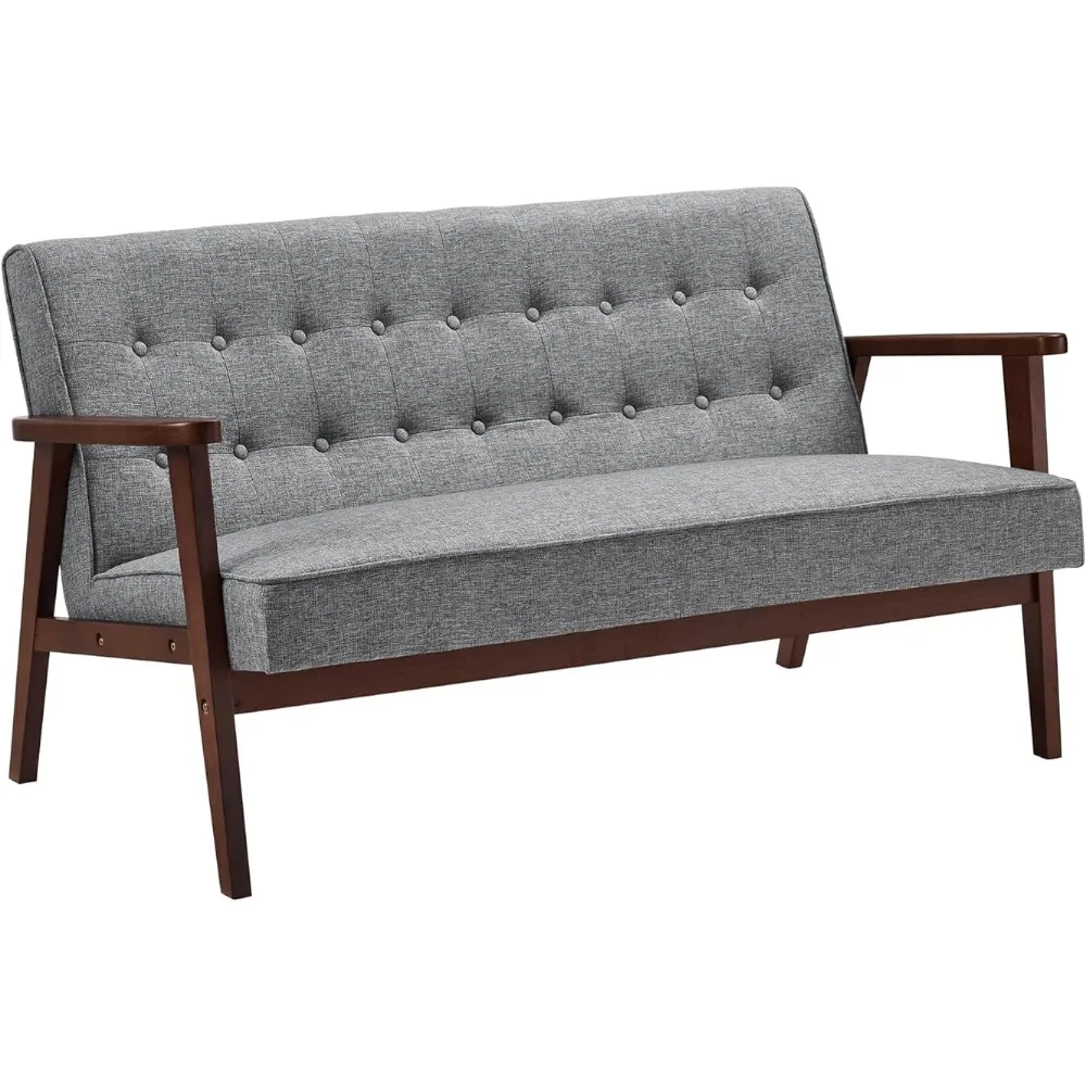

Loveseat Sofa, 2 Seater Cushioned Couch for Small Spaces,Modern 51.2-Inch Wide Solid Wood for Living Room, 2 seat,Dove Gray