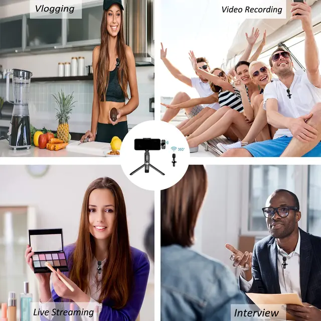 2.4G Wireless Lavalier Microphone Noise Cancelling Audio Video Recording for IPhone/iPad/Android/Xiaomi/Samsung Live Game Mic 5