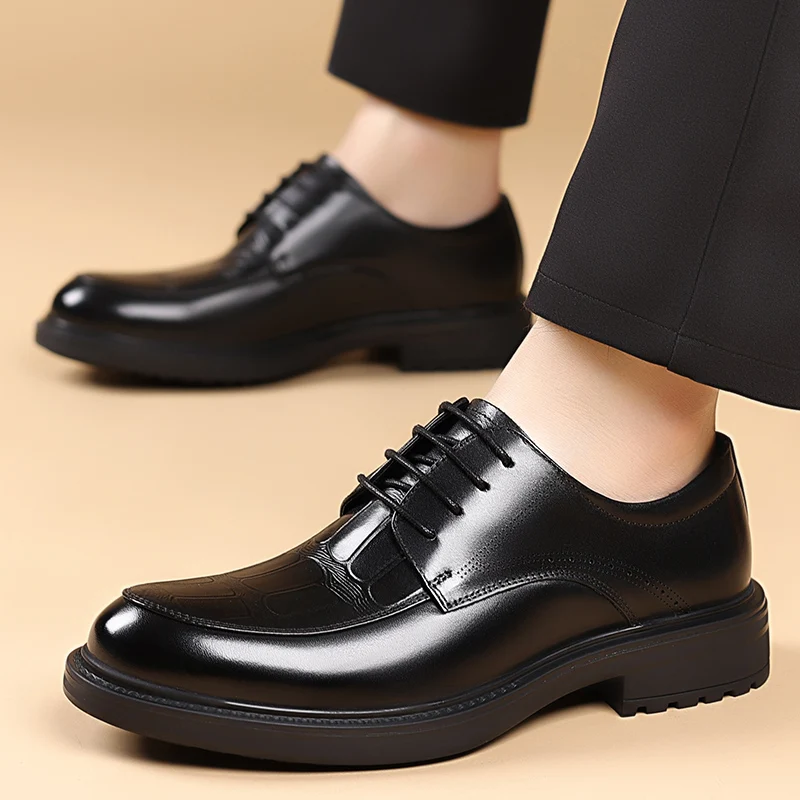 أحذية مكتب أكسفورد للرجال على الموضة عالية الجودة كاجوال من الجلد بمقدمة مستديرة مصممة للأعمال أحذية مشي خارجية