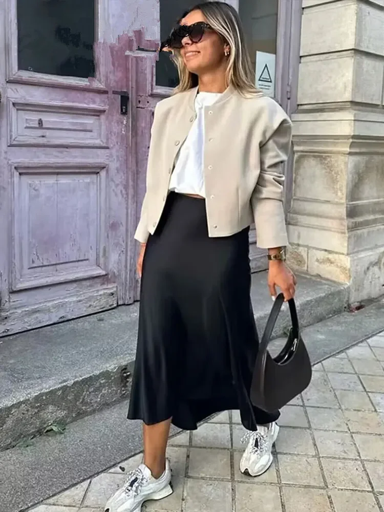 Jupe Femme Zara Ivoire - Ligne A - Taille XL - Tweed Polyester - Neuve Avec étiquettes