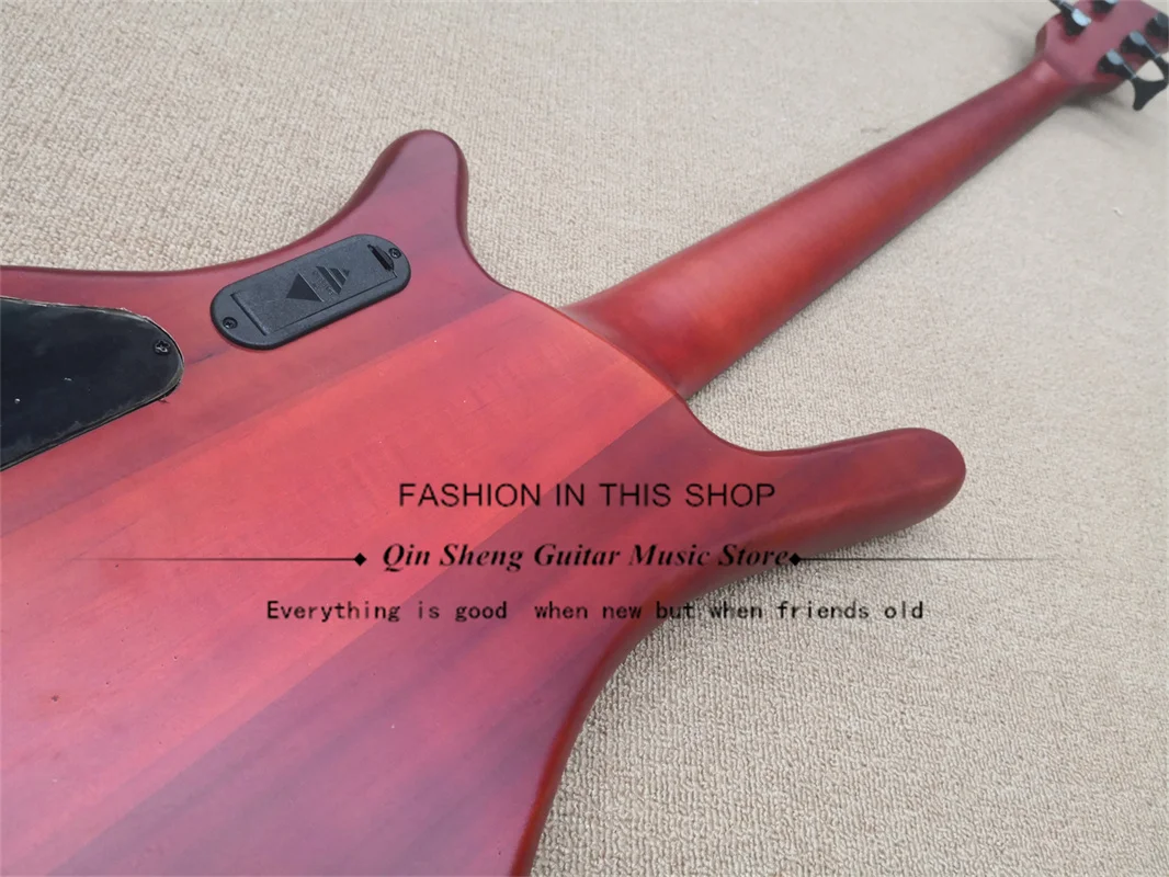 Guitare A 4 Cordes En 7 Lettres Basse guitare électrique à 5 cordes, basse rouge marron mat, col en érable  à travers le corps en acajou, personnalisé en usine | AliExpress