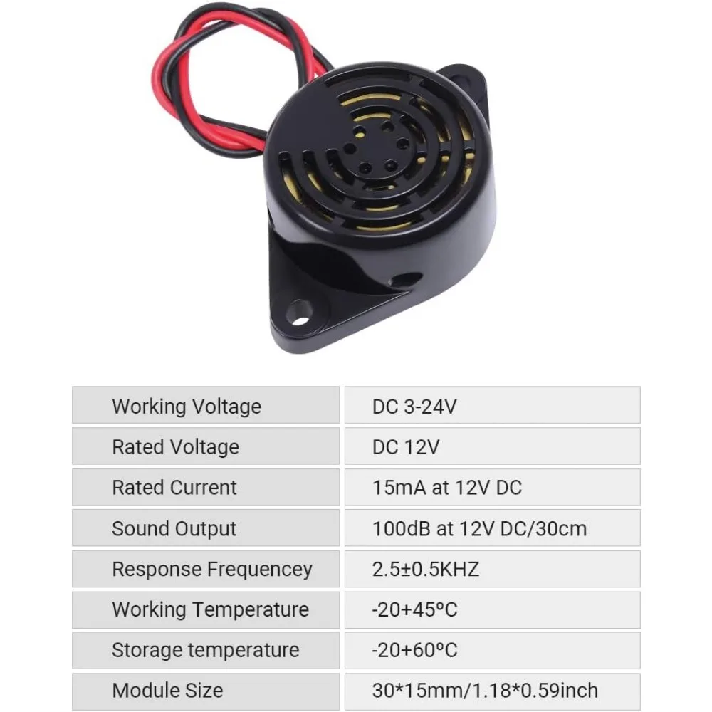 2PCS Icstation 12V 100dB 연속 사운드 피에조 버저 사이렌 오토바이 골프 카트 자동차 알람용