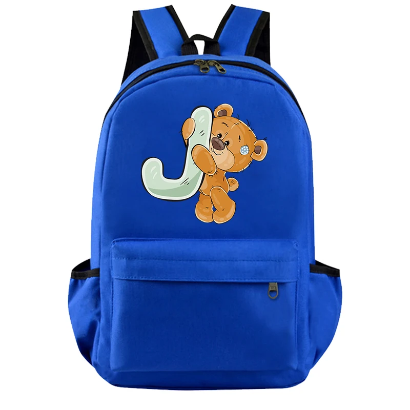 

Printed Little Bear 26 English Letters Backpack Teen School Bag for Girl Boy Large Capacity Bookbag for Kid Back To School Bag