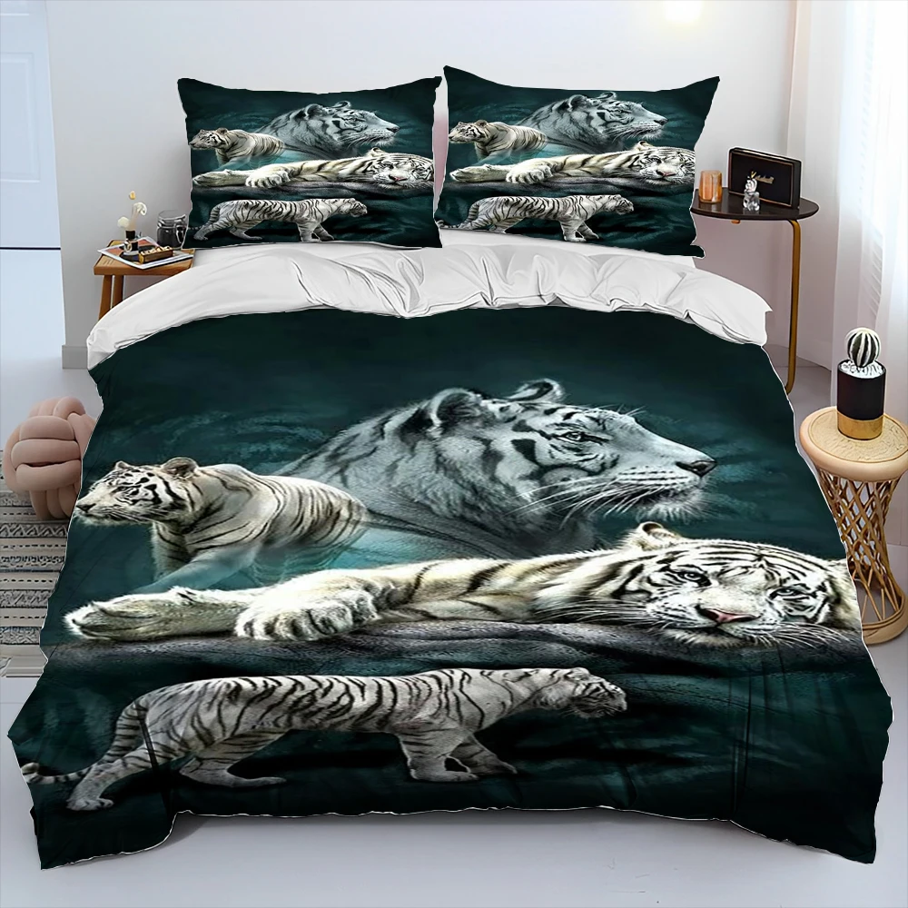 

Beast Animal Tiger,Sabretooth Cartoon Bedding Set,Duvet Cover Bed Set Quilt Cover Pillowcase,King Queen Size Bedding Set Adult