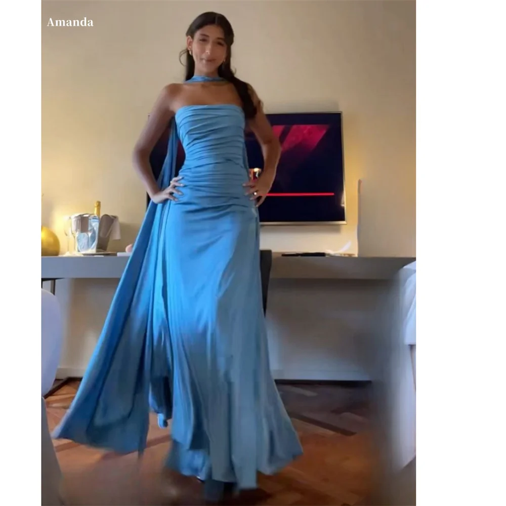 sachin and babi light blue dress Selin evening dress with sequined sleeves and train