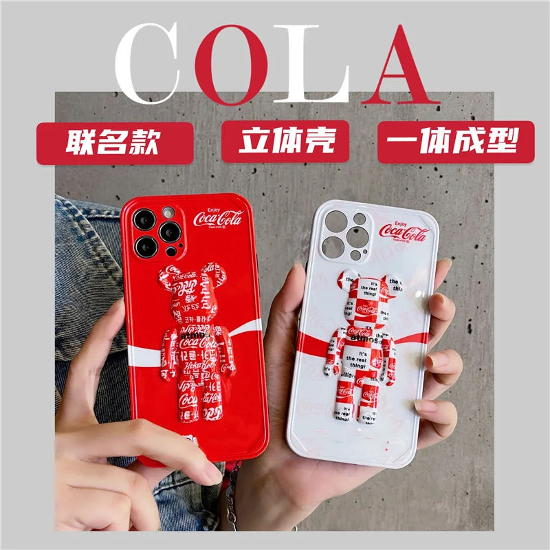 Coca-cola coke brand Luxury Bear For Apple iPhone 13 12 11 Pro X XR XS Max 7 8 Plus huawei mate p30 p40 Phone Case |