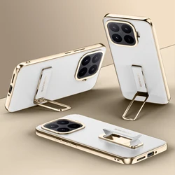 ELVEV Magnetic Luxury PU Leather Anti - Slip Case with Camera Protection, Wristband, and Rotating Metal Holder - Xiaomi 17T Pro (White)