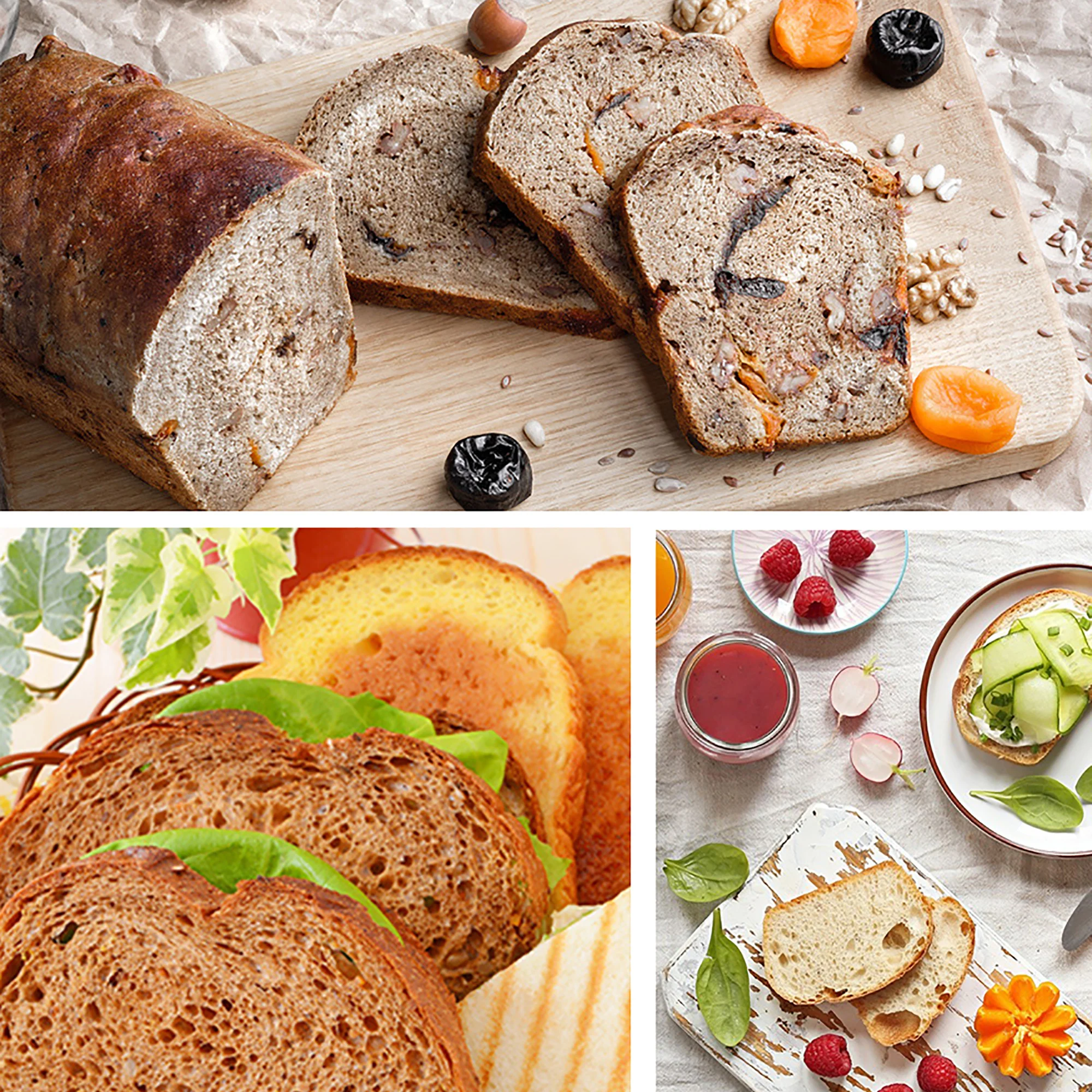 1.5kg Automatic Bread Machine, 850w Programmable, 15-hour Pre-set Timer, Control Panel With Lcd Display Sonifer