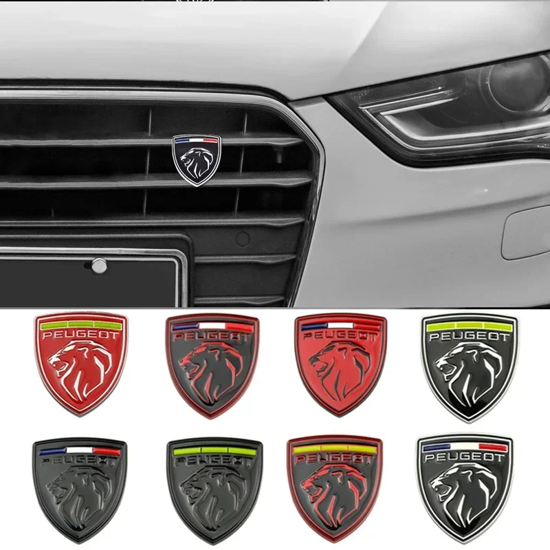 

Metal Car Front Grille Emblem Decals for Lion Badge GT LINE 107 308 306 106 Rifter 206 208 307 407 3008 207 2008 508 5008 RCZ