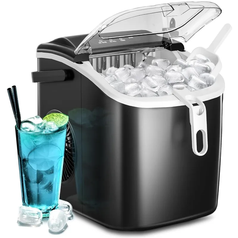 

AGLUCKY Ice Makers Countertop,Portable Ice Maker Machine with Handle,Self-Cleaning, 26Lbs/24H, 9 Ice Cubes Ready