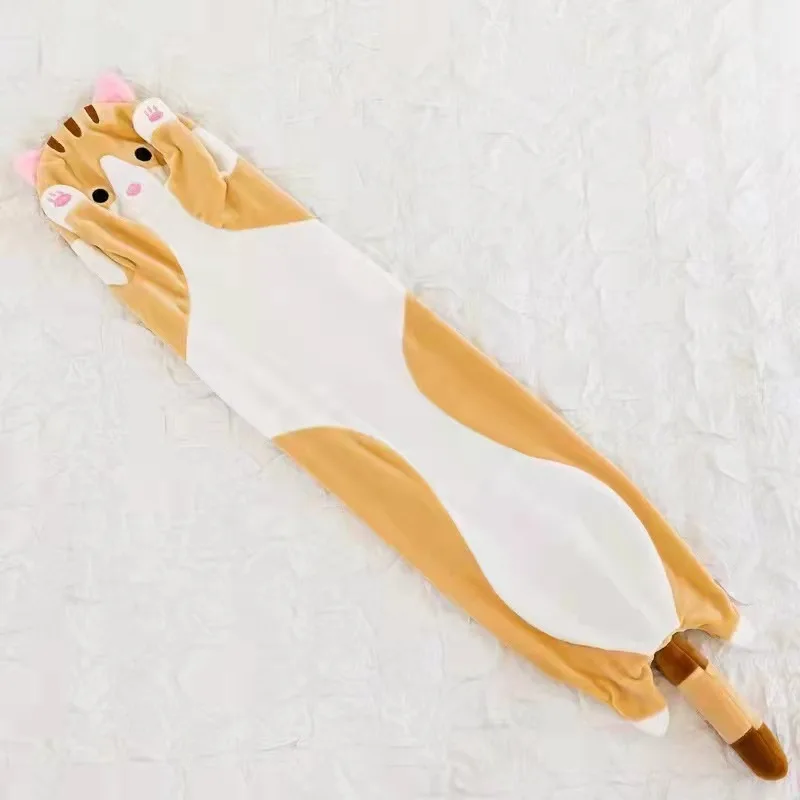 Almohada de felpa suave para gato, almohada larga para dormir, linda forma de gato, almohada larga