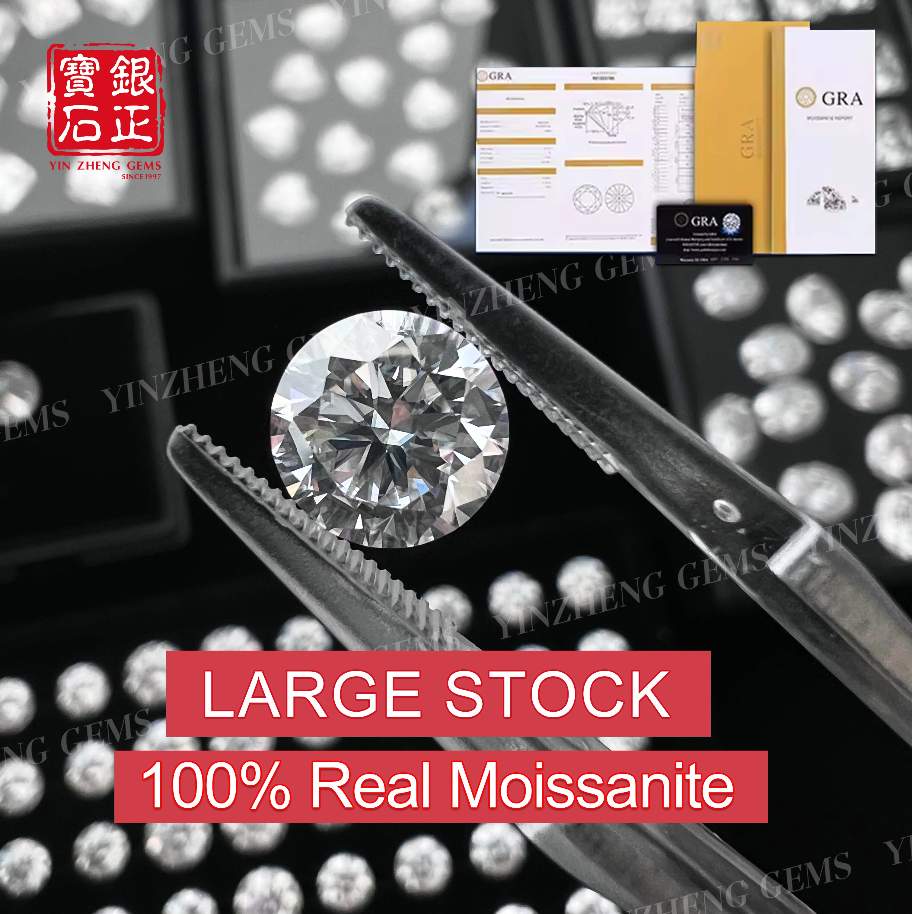 YinZheng 6A Grade Round D Color Moissanite 3.0-10.0MM Moissanita Pass Diamond Tester With GRA Certificate Loose Moissanite Stone