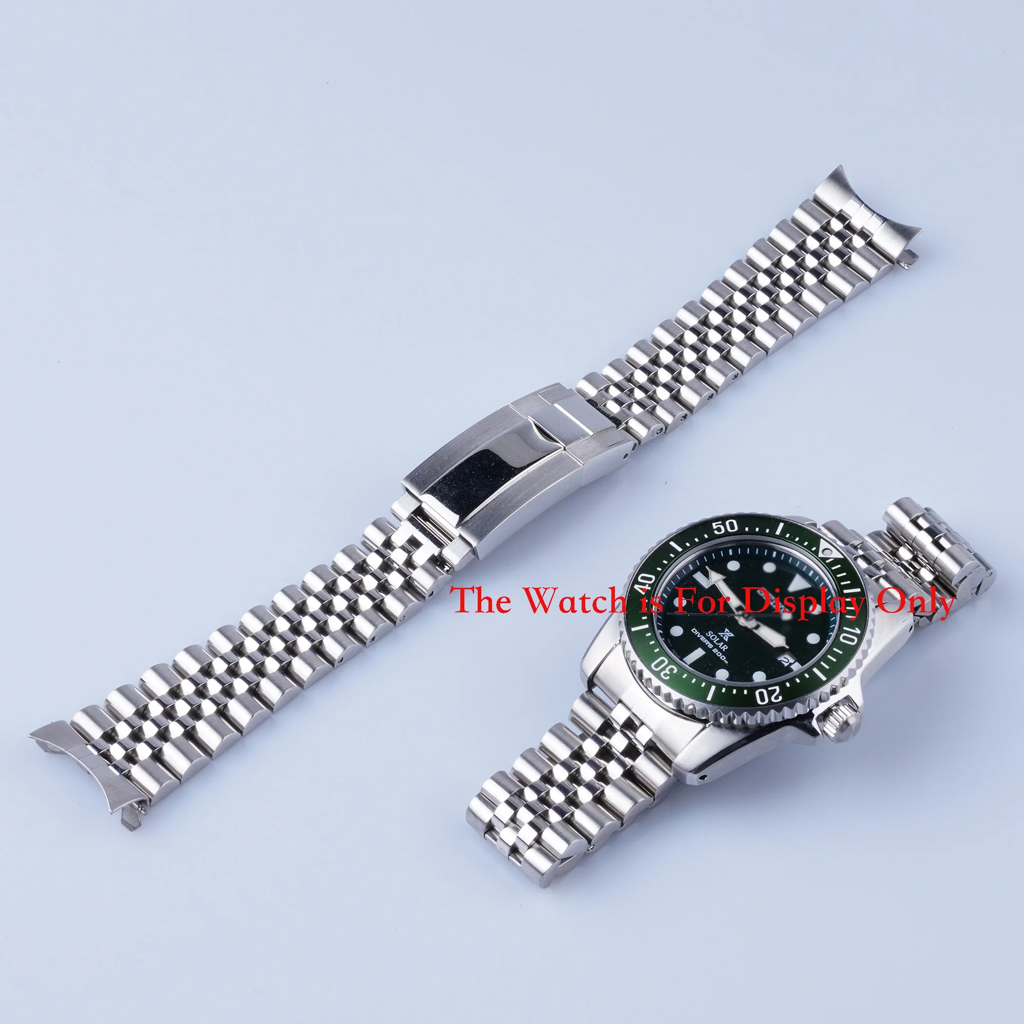 

Rolamy 20mm Sliver Hollow Curved End Solid Screw Links Watch Band Jubilee strap For Seiko Prospex Sea Diver Solar SNE571-SNE598