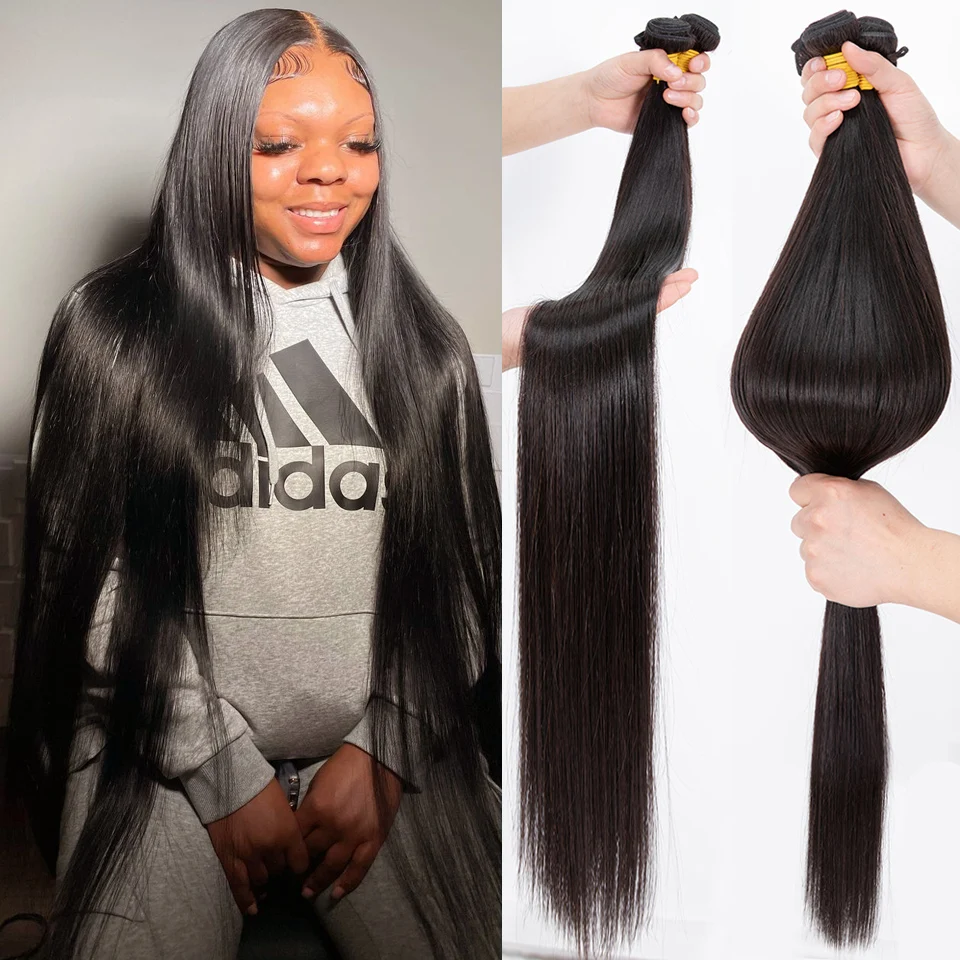 

Brazilian Straight Human Hair Bundles Natural Hair Weave 1/3/4 Bundles Deal 8-32 Inch Bundles Hair Extensions Machine Double Wef