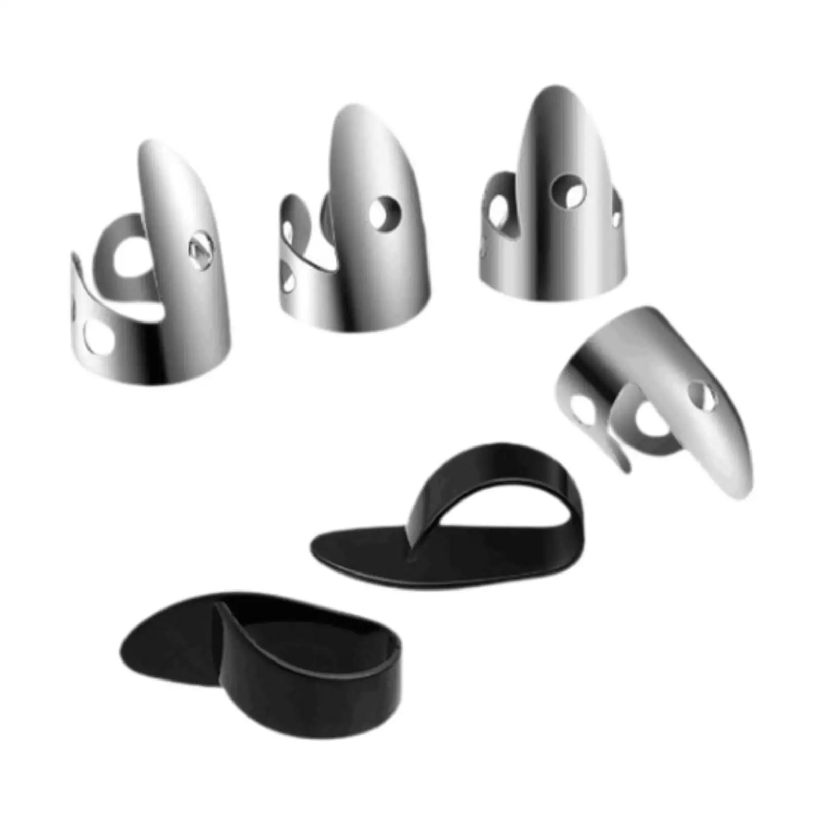 6 Pieces Finger Thumb Picks Set Stainless Steel Finger Picks and Thumb for Guitar Stringed Instruments Ukulele Banjo Harp