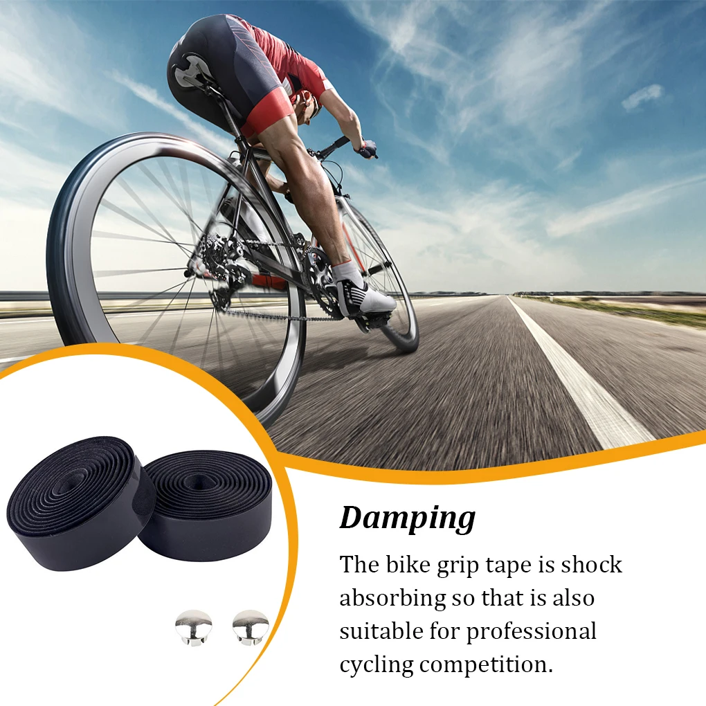 Road Bike Handle Bar Tape Bar-plug Anti-skid Cycling Damping Grips Wraps Rubber Foam Breathable Tapes Yellow For bike handlebar tape
