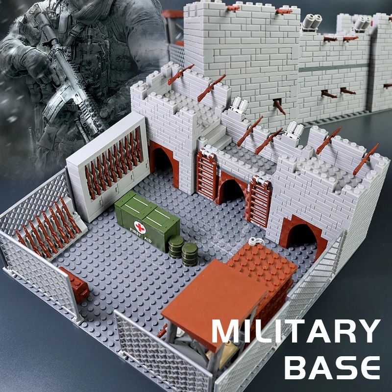 MOC Military Base Building Blocks Weapons House Blocks Toys for Boys Compatible Classic Army Guns Accessories Bricks Kids Toys