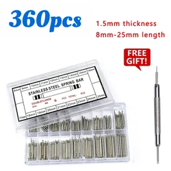 Deluxe Stainless Steel Spring Bar Kit for Watch Bands - Assorted Diameters and Lengths, Premium Repair Tool Set (1.5mm - 360pcs)