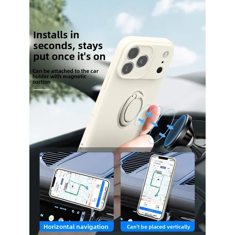 Liquid Silicone Phone Case with Ring Holder, Wrist Strap, and Shockproof Protection