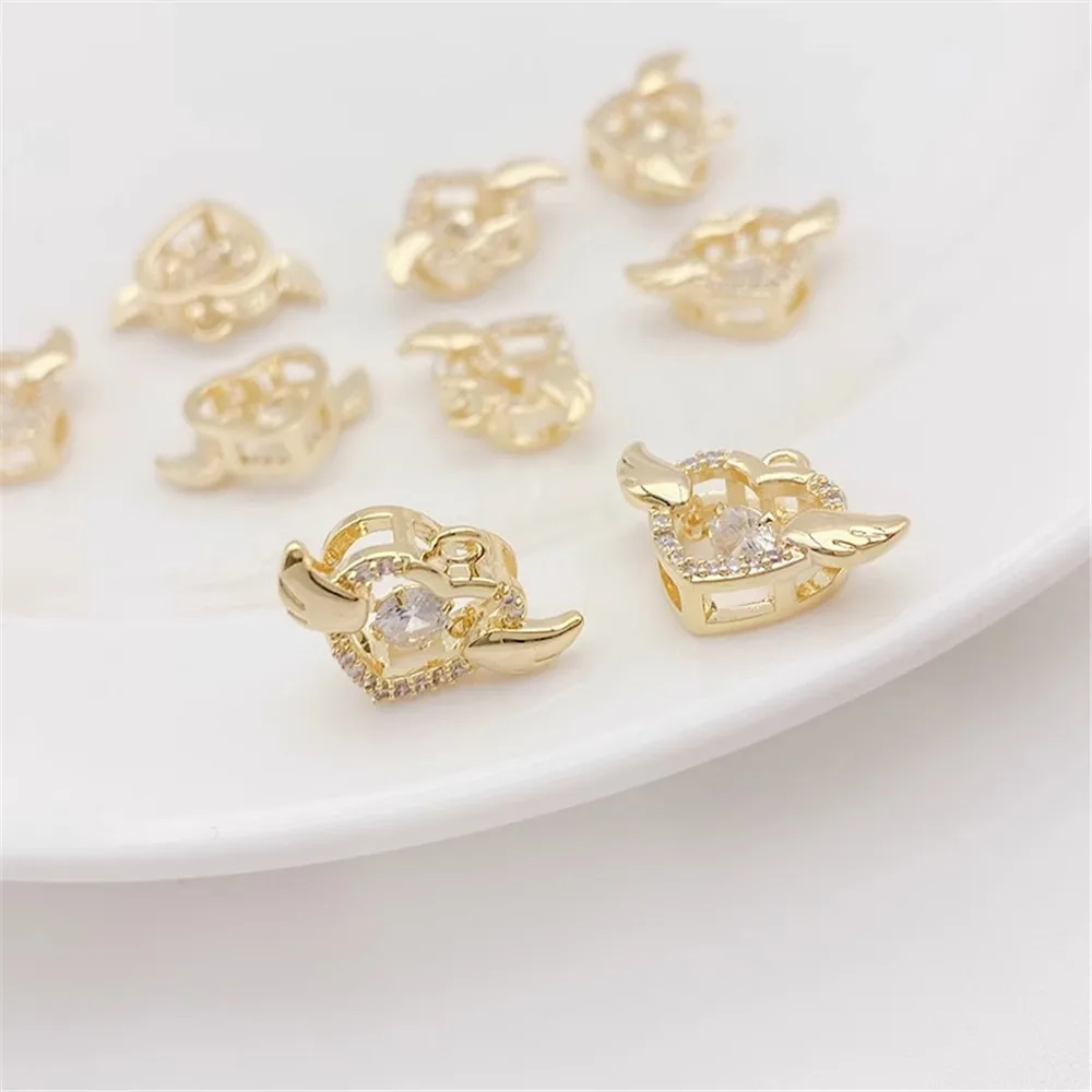 

Кулон «ангельское крыло» с цирконом, 14 к