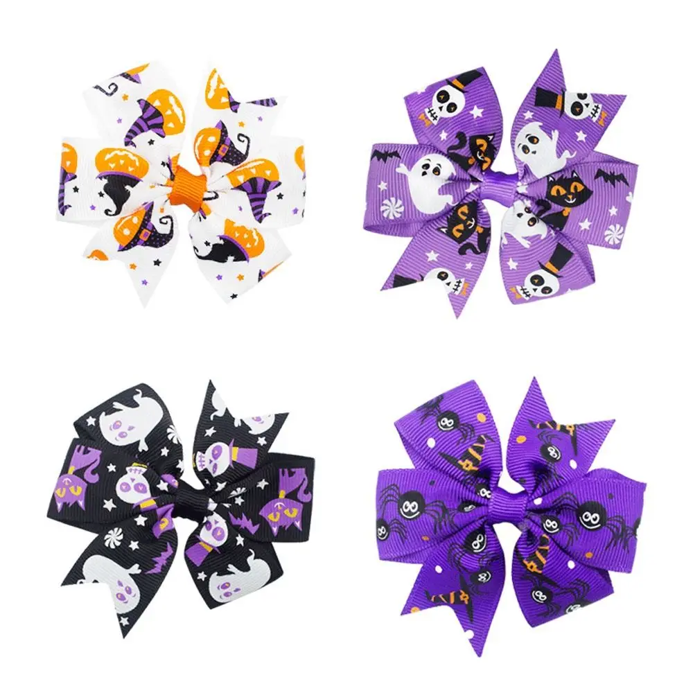 Funny Skeleton Halloween Bow Hair Clip Bat Pumpkin Pumpkin Hairpin Cat Skull Bat Duckbill Clip Cosplay