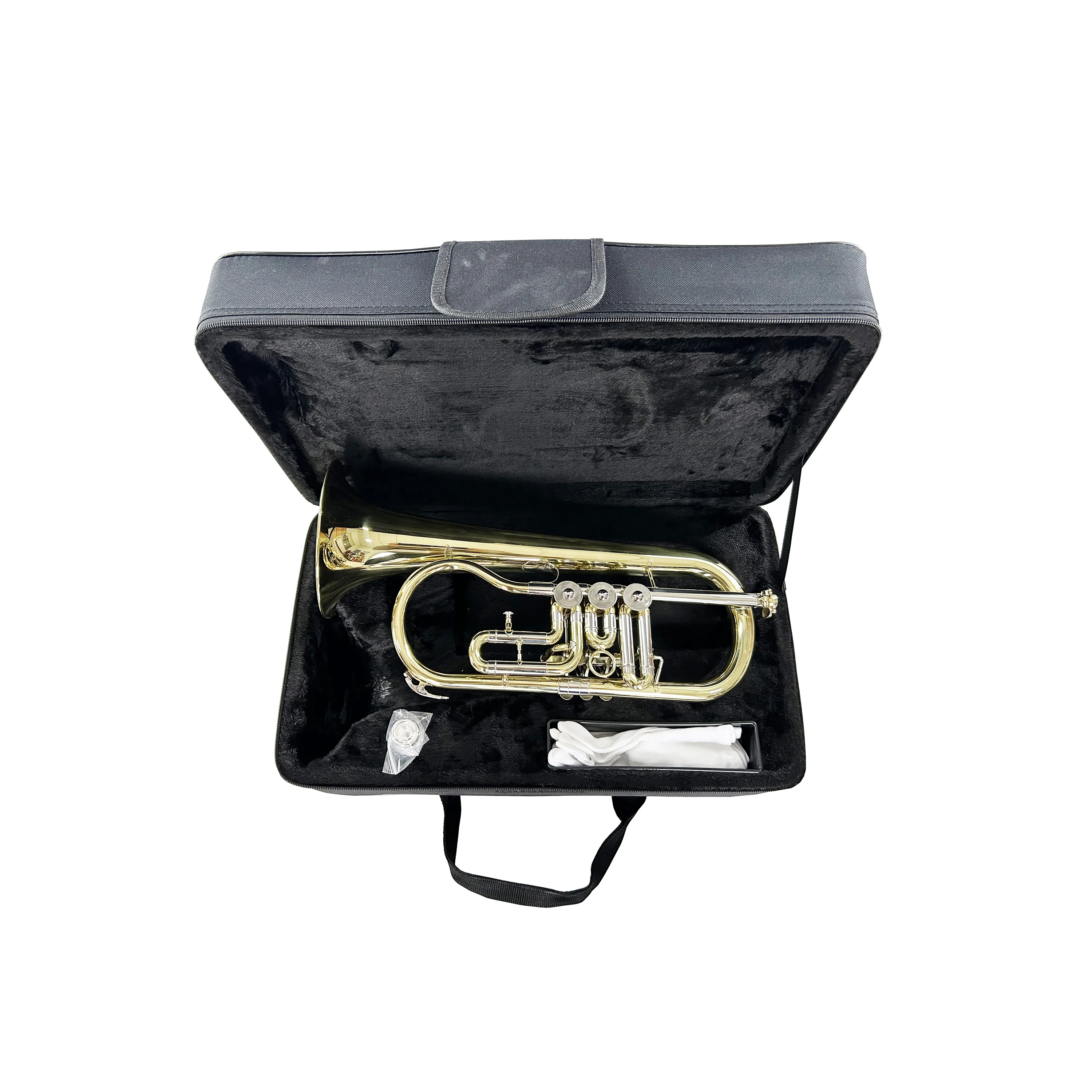SEASOUND Professional BB Tone Flugelhorn Rotary Piston Brass Trumpet Wind Instrument JYFG411 With Gold Surface
