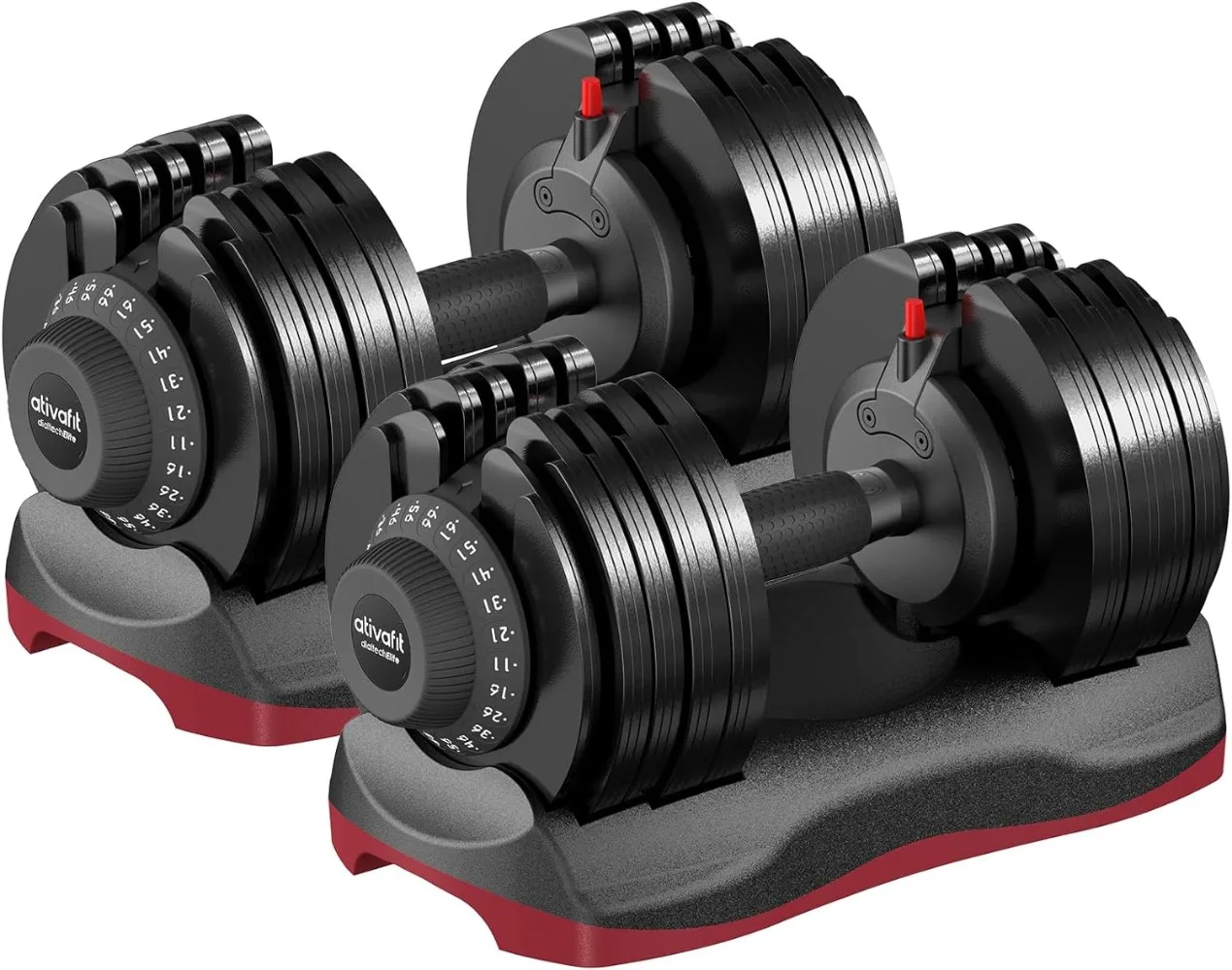 

Ativafit 27.5 LBS/ 44LBS/66LBS/88LBS Adjustable Dumbbell Set with Anti-slip Handle 12 In 1 Quick Dial Adjustment Weights With Sa