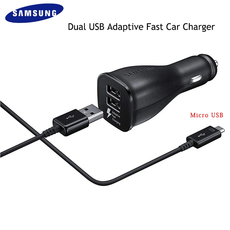 Samsung cargador de coche USB Dual, adaptador de carga rápida de 100CM/150CM, Micro Cable para Galaxy S6 S7 Edge Plus Note A5 A7 A8 C5 C7 C9| | -
