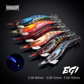 Kingdom Egi Squid Lure Artificial Bait Jigging Lures Slow Sinking Squid Hooks Sea Fishing Octopus Cuttlefish Luminous
