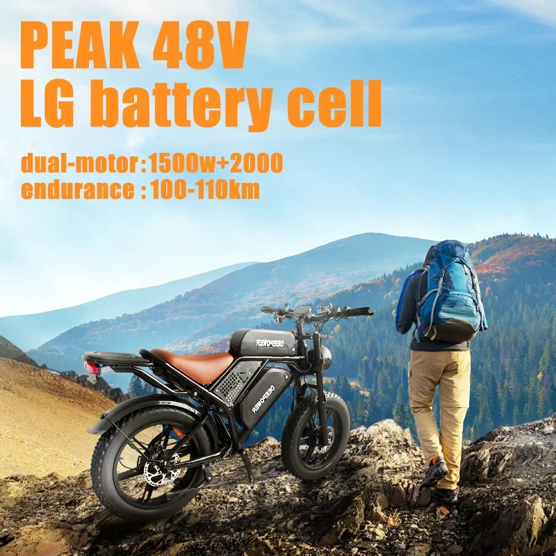 Deepower S8 Electric Bicycle Dual drive 3500W Dual Motor Electric Bike 48V 60AH Removable Battery 20 Inch Fat Tire Adult Ebike