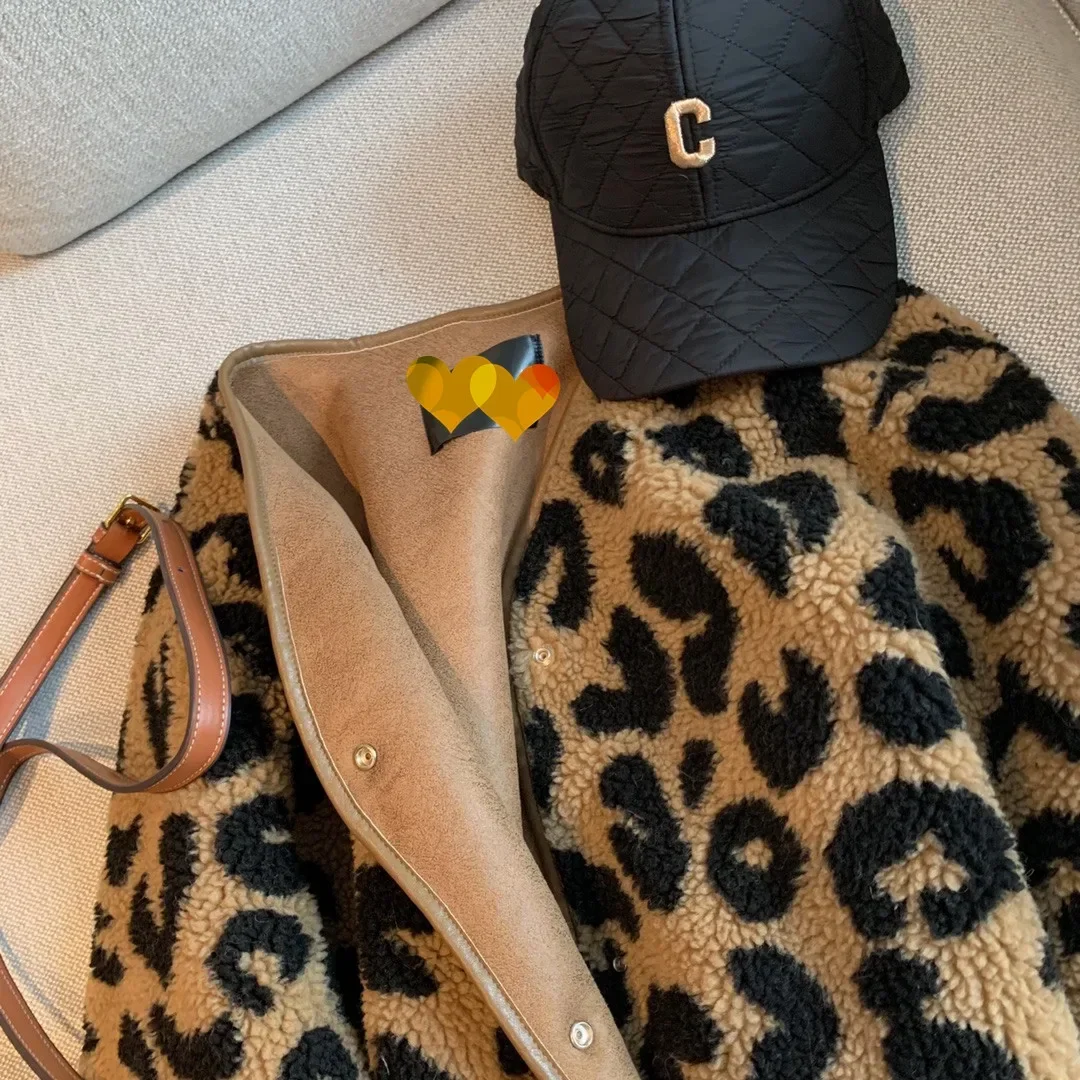 QNPQYX New Fashion Leopard Print Fur One-piece Short Jacket Women Spring and Autumn Korean Loose Casual Thick Tops