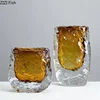 Transparent Amber Wrinkle Glass Vase Hydroponics Floral Vases Desk Decoration Artificial Flowers Decorative Flower Arrangement 1