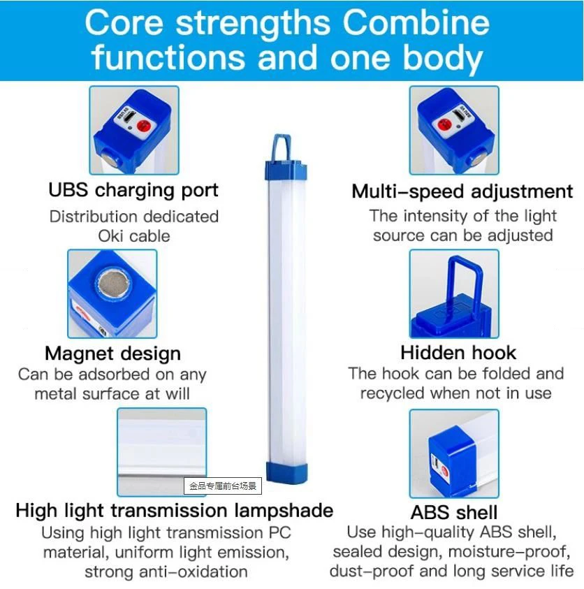 Description Picture 6 of item30W 50W 80W LED Light Tube T5 USB Rechargeable Magnetic Portable Emergency Camping Lamp Outdoor Light Night Market Light DC 5V