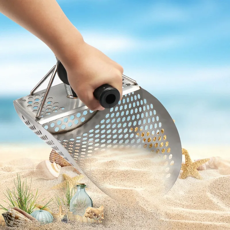Sand Filter Metal Detector Beach Sand Shovel Hourglass Treasure Hunt Stainless Steel Hexagonal Shovel Outdoor Exploration Tool